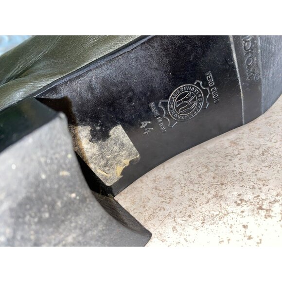 Sesto Senso Vintage Italian Leather Monk Strap Shoes Olive Green Block Heel EU 4 - Picture 5 of 7